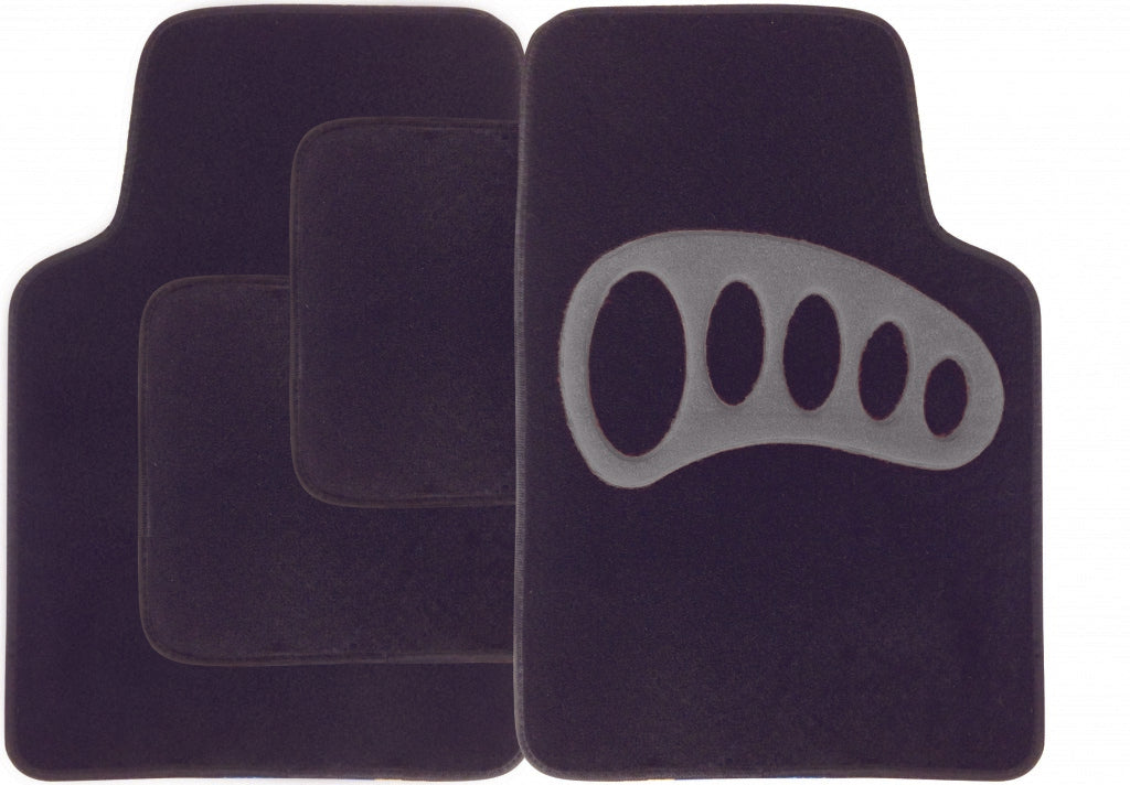 Streetwize Carpet Mat Set - 4 Piece - Black with Grey Heel Pad
