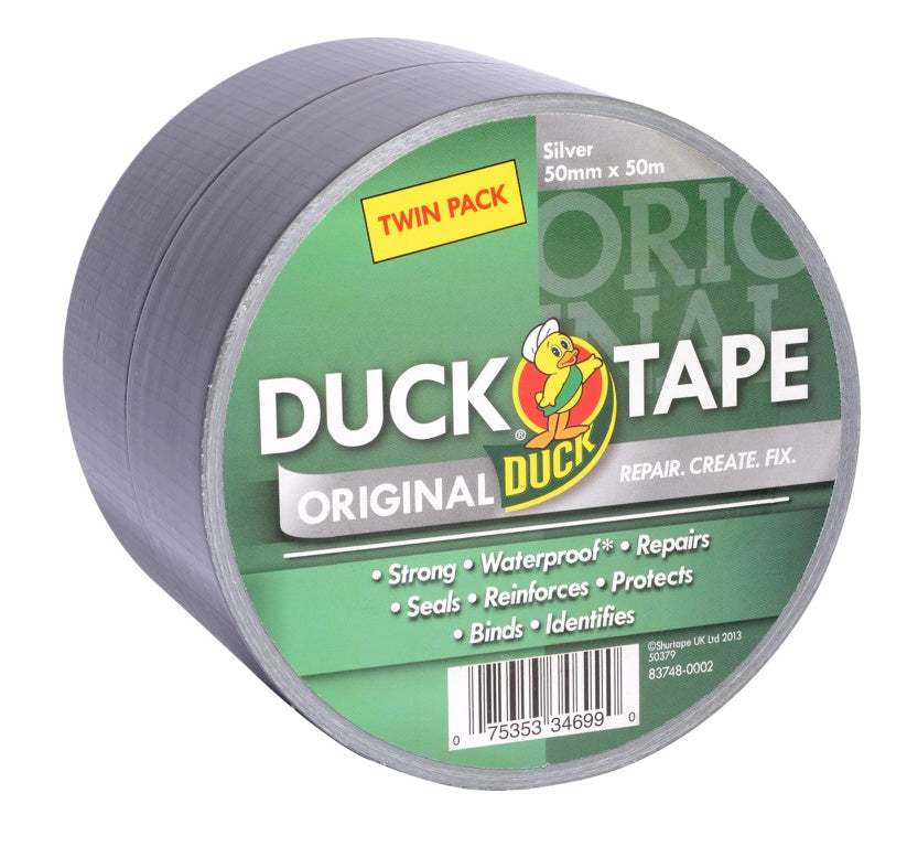 Duck Tape Original Twin Pack 50mm x 50m - Silver