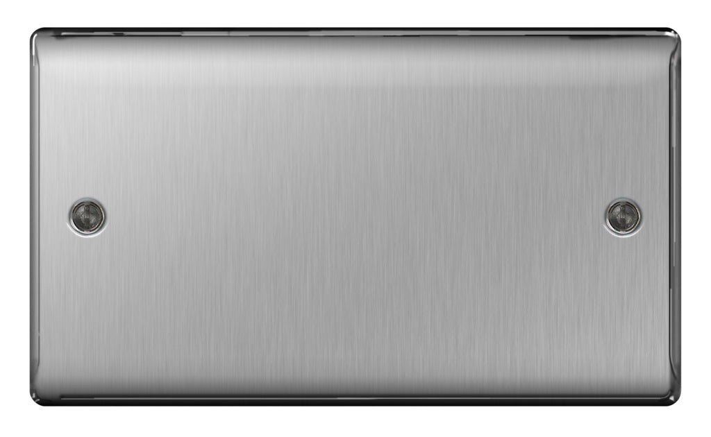 BG Brushed Steel Blank Plate - 2 Gang