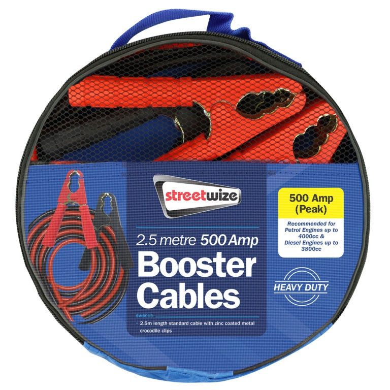 Streetwize Booster Cable 500 Amp To 4000cc - 2.5m