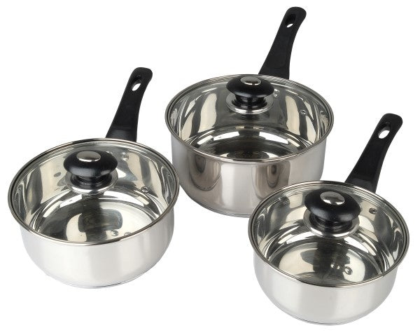 Pendeford Saucepan Set With Lids - Stainless Steel