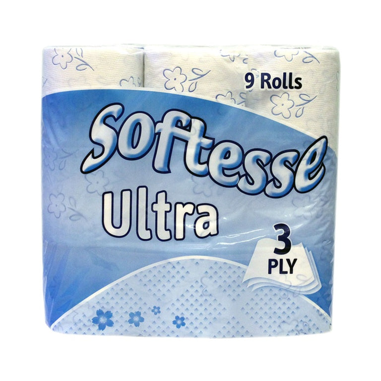 Softesse 3 Ply Ultra White Toilet Rolls - 9 Pack
