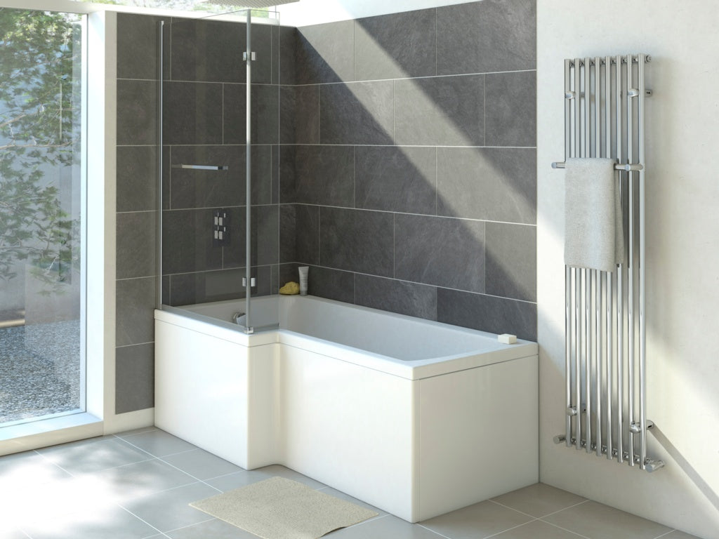 Trojan Solarna L Shape Bath Screen with Towel Rail - 1400 x 800mm