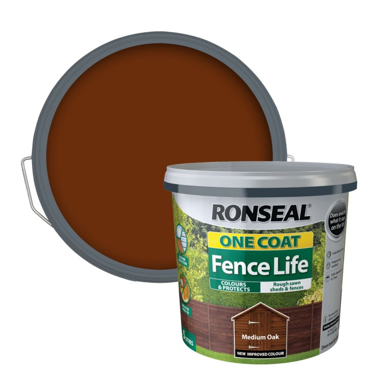 Ronseal One Coat Fence Life 5L - Medium Oak