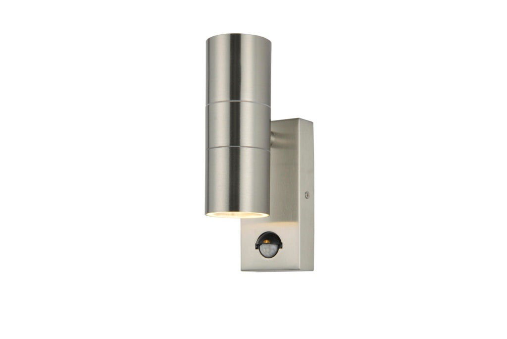 Zink Up Down Outdoor Wall Light With PIR - Stainless Steel