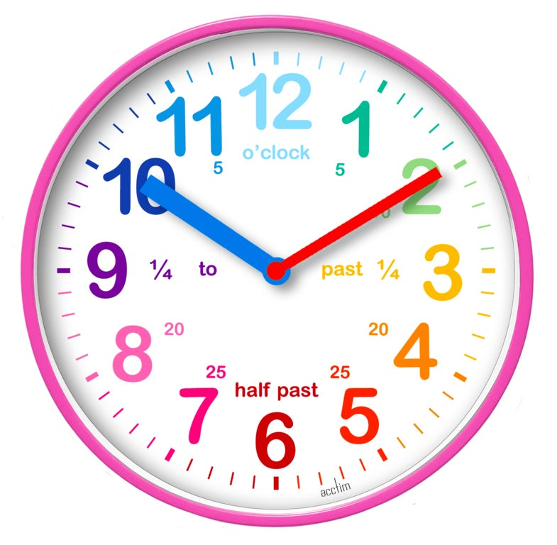 Acctim Wickford Kids Time Teach Clock 20cm - Pink