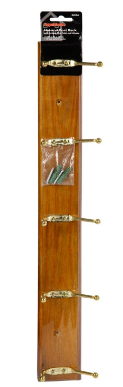 SupaHome Hat and Coat Rack with 5 Hooks - Antique Pine Finish