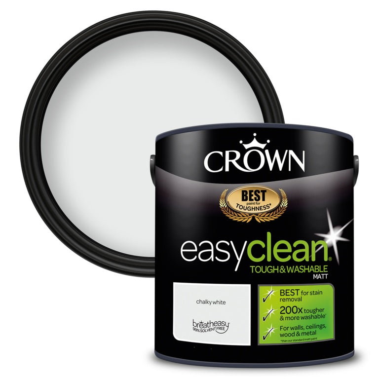 Crown Easyclean Matt Emulsion - 2.5L Chalky White
