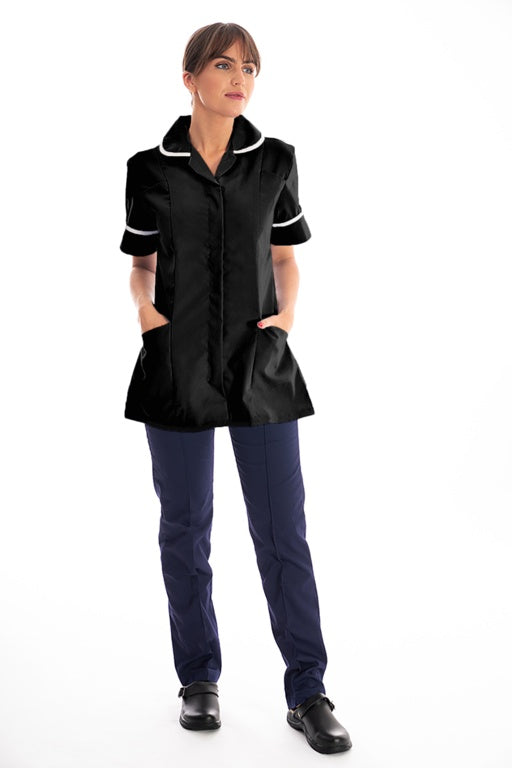 Pr Fabrics Ladies Black Tunic With White Trim SAC Logo - 18