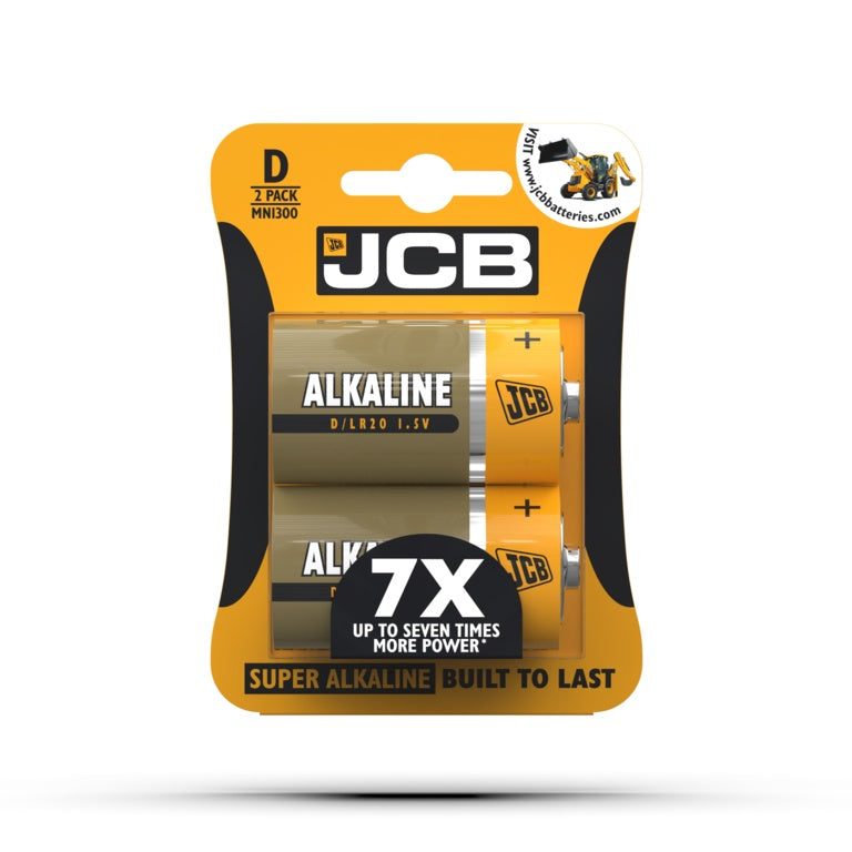 JCB Alkaline Batteries D Cell - Pack 2