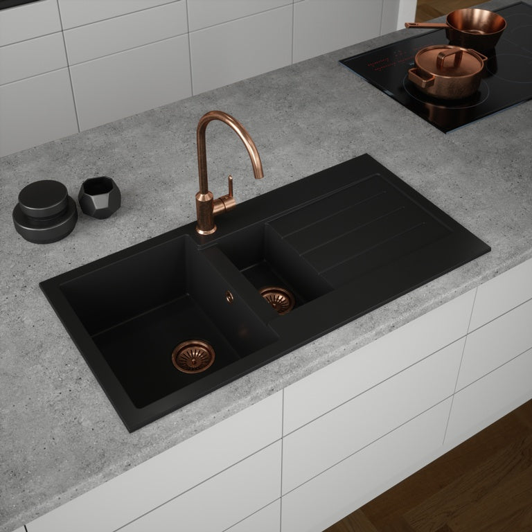 Ellsi Comite 1.5 Bowl Sink & Waste - Black 100 x 50cm