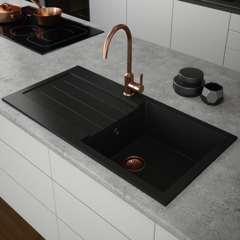 Ellsi Comite 1 Bowl Sink & Waste - Black 100 x 50cm