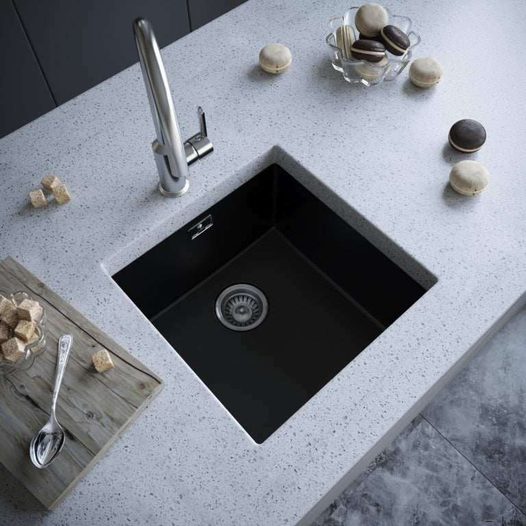 Ellsi Undermount 1 Bowl Sink & Waste - 440mm Black
