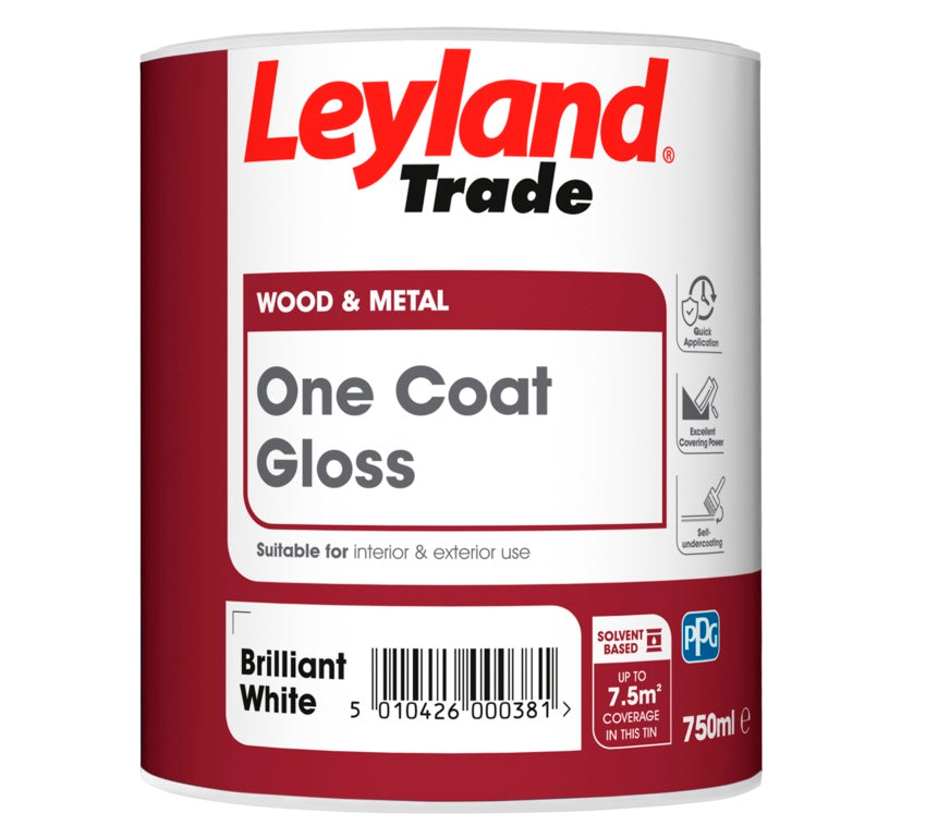Leyland Trade One Coat Gloss Brilliant White - 750ml