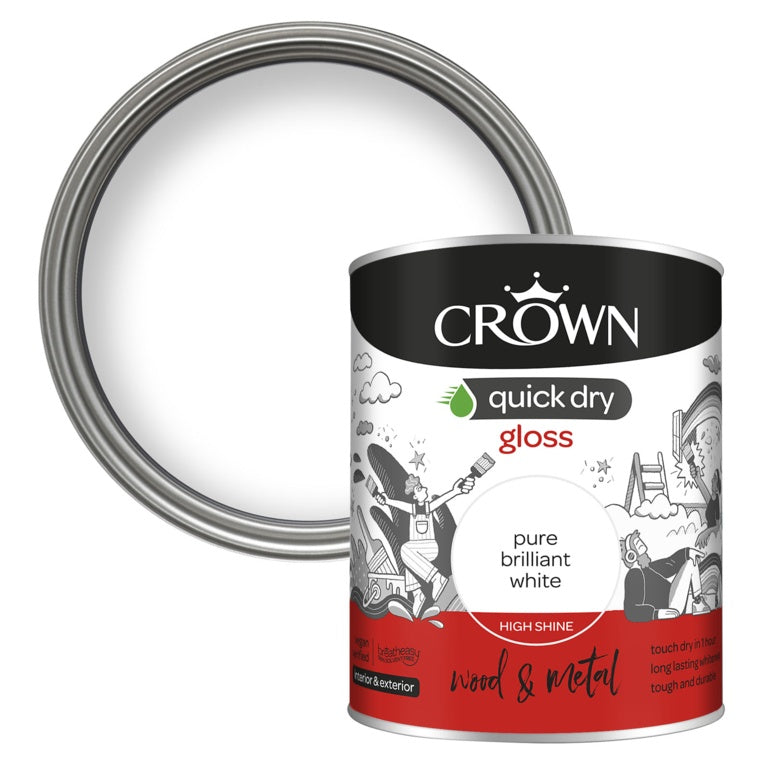 Crown Quick Dry Gloss 750ml - Pure Brilliant White