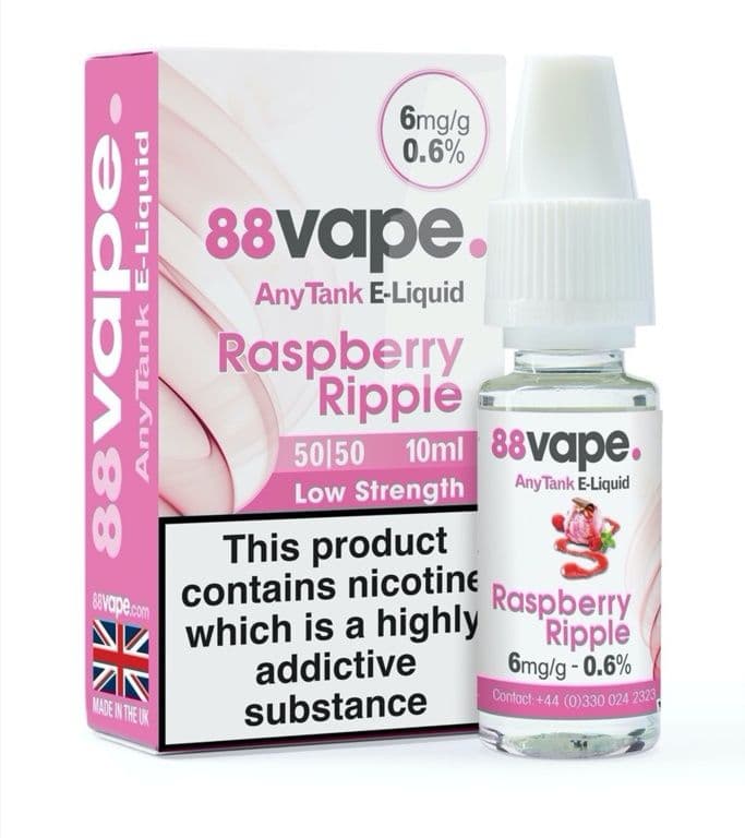 88 Vape E-Liquid 6mg - 10ml Raspberry Ripple