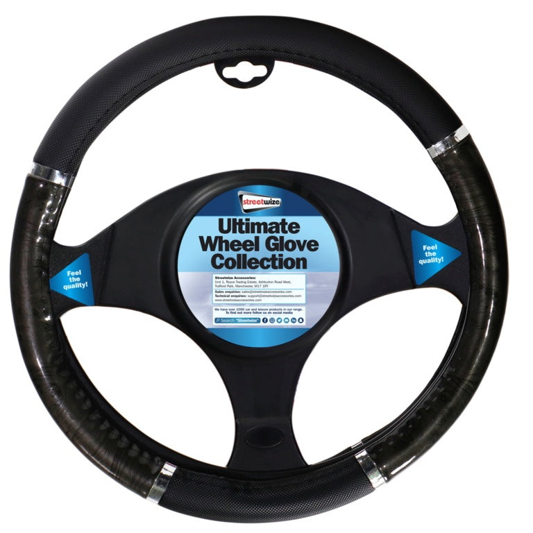 Streetwize Steering Wheel Glove - Black/Grey Metallic Effect