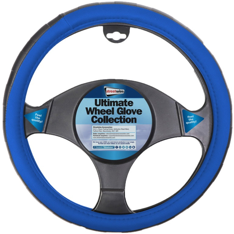 Streetwize Steering Wheel Glove - Black/Blue - Sports Grip