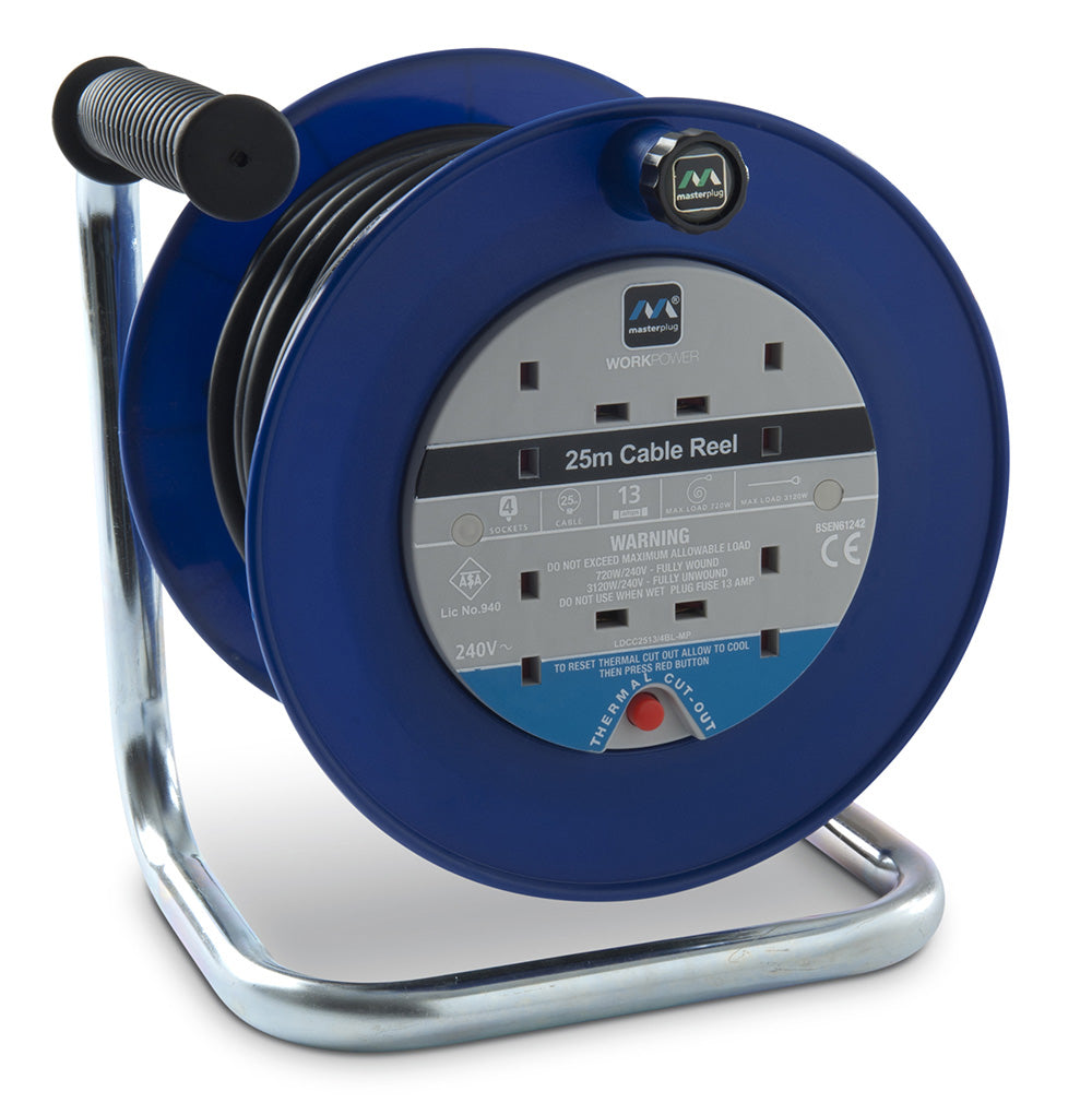 Masterplug 4 Gang, 13 Amp Cable Reel - 25m