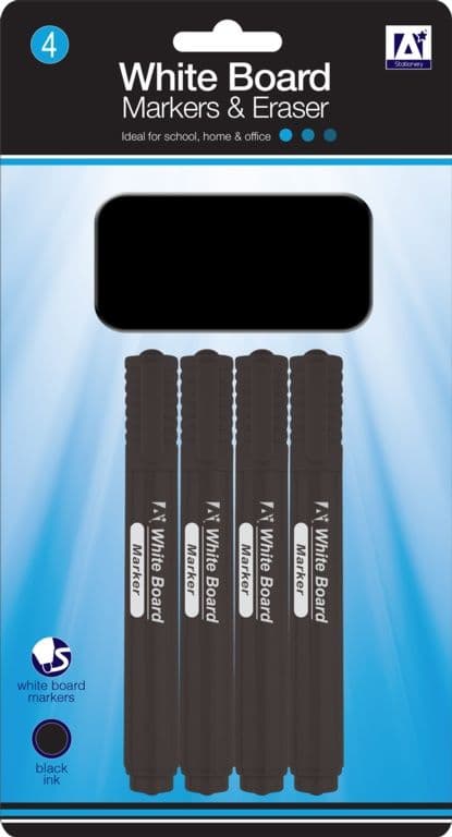 A Star Whiteboard Markers With Eraser - Pack 4