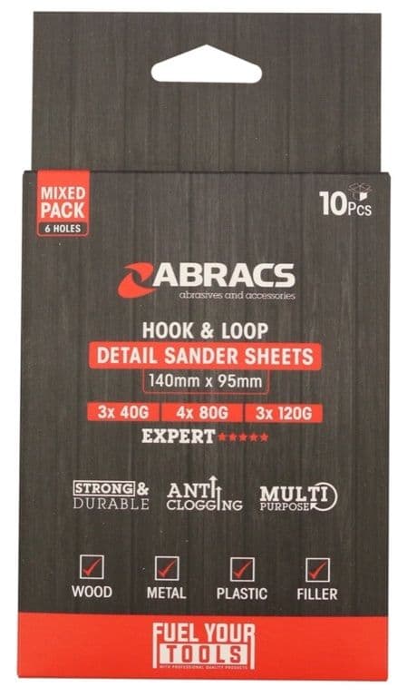 Abracs Detail Sanding Sheets Mix - 95 x 145 Pack 10