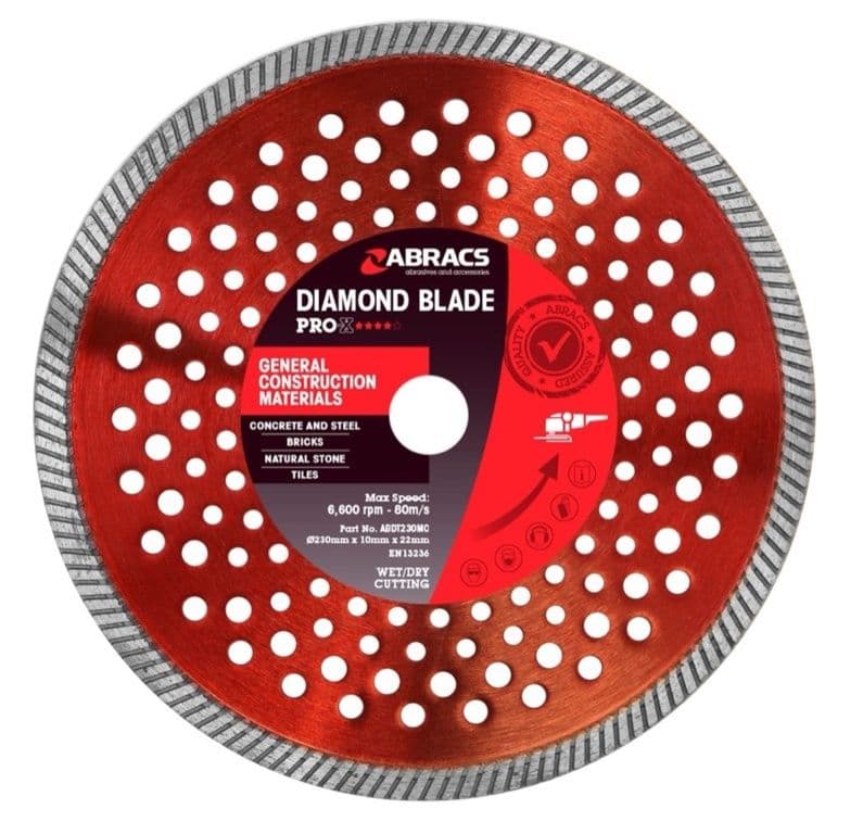 Abracs Gcm-Pro-X Diamond Blade 230x10x22 - 230mm x 10mm x 22.23mm PRO-X General Construction Materials Diamond Blade