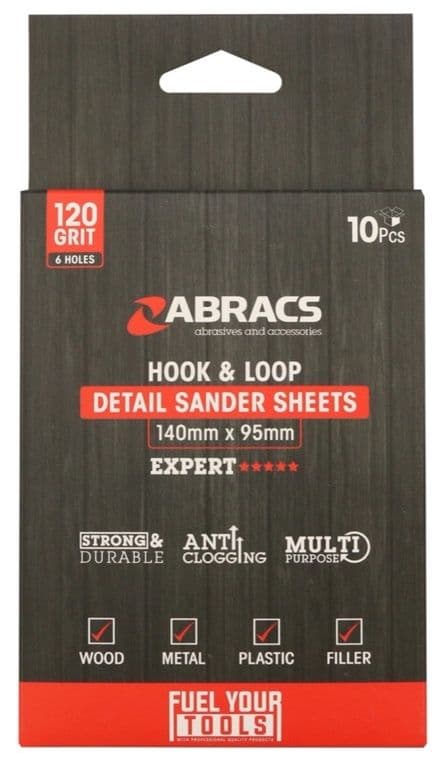 Abracs Hook & Loop Detail Sanding Sheets - 95x145 120g Fine
