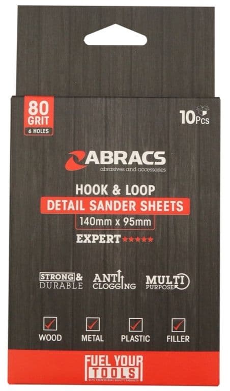Abracs Hook & Loop Detail Sanding Sheets - 95x145 80g Medium