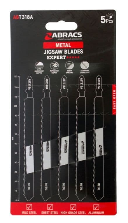 Abracs Jigsaw Blade For Metal Pack 5 - 132mm