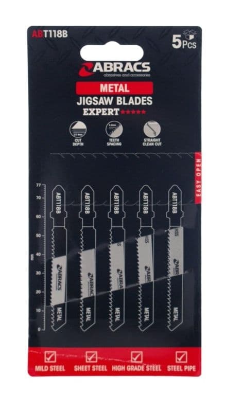 Abracs Jigsaw Blade For Metal Pack 5 - 77mm