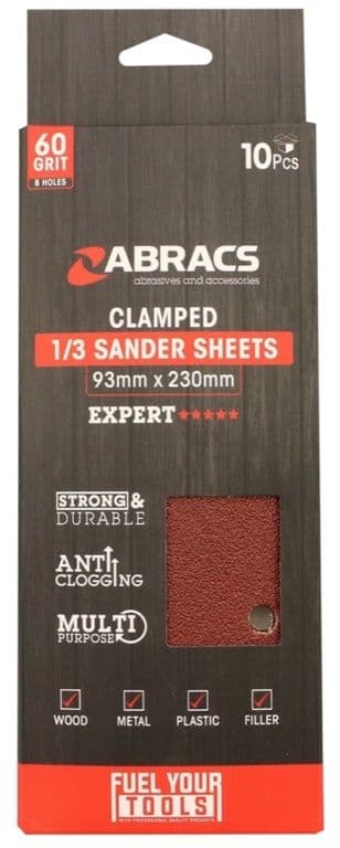 Abracs Orbital Clamped Sander Sheets (8 Holes)| - 93mm x 230mm 40g