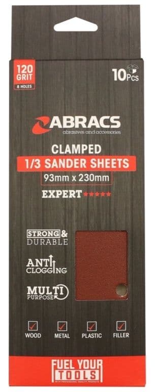 Abracs Orbital Clamped Sander Sheets - 93mm x 230mm 120g