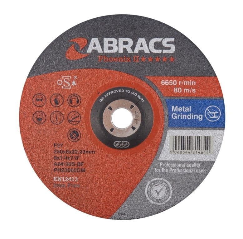 Abracs Phoenix Flat Metal Grinding Disc - 230mm x 6.0mm x 22.23mm