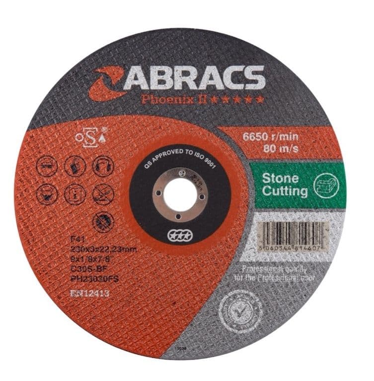 Abracs Phoenix Flat Stone Cutting Disc - 230mm x 3.0mm x 22.23mm