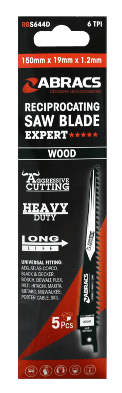 Abracs Reciprocating Saw Blade for Wood - 15 x 19 x 1.2mm Pack 5