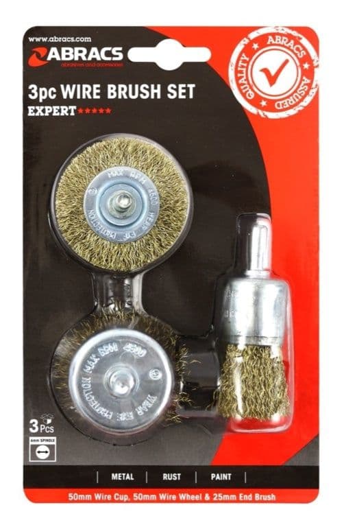 Abracs Spindle Wire Brush Set - 3 Piece