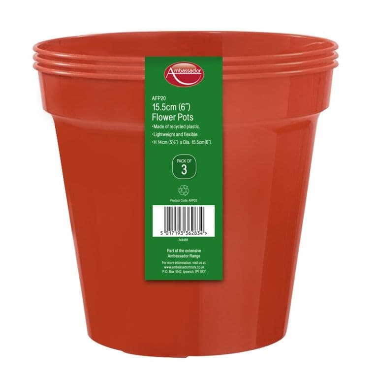 Ambassador Flower Pots - 6" - Pack 3