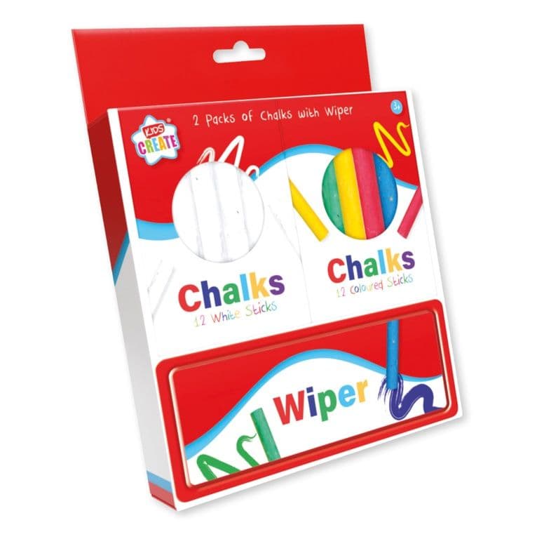 Anker 2 Packs Of Chalks And Wiper - 12 White, 12 Colours