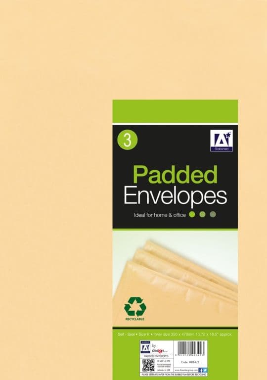 Anker Padded Brown Envelopes - 370 x 480 Pack 3