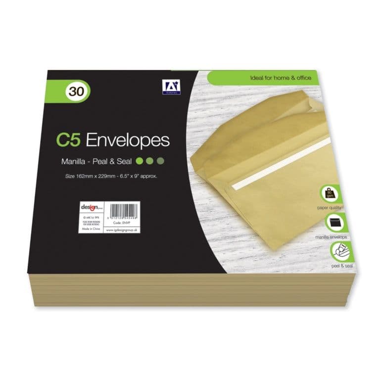 Anker Peel & Seal Manilla Envelope - C5 Pack 30