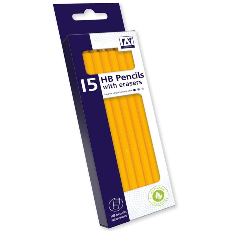 Anker Stat HB Pencils With Erasers - Box 15