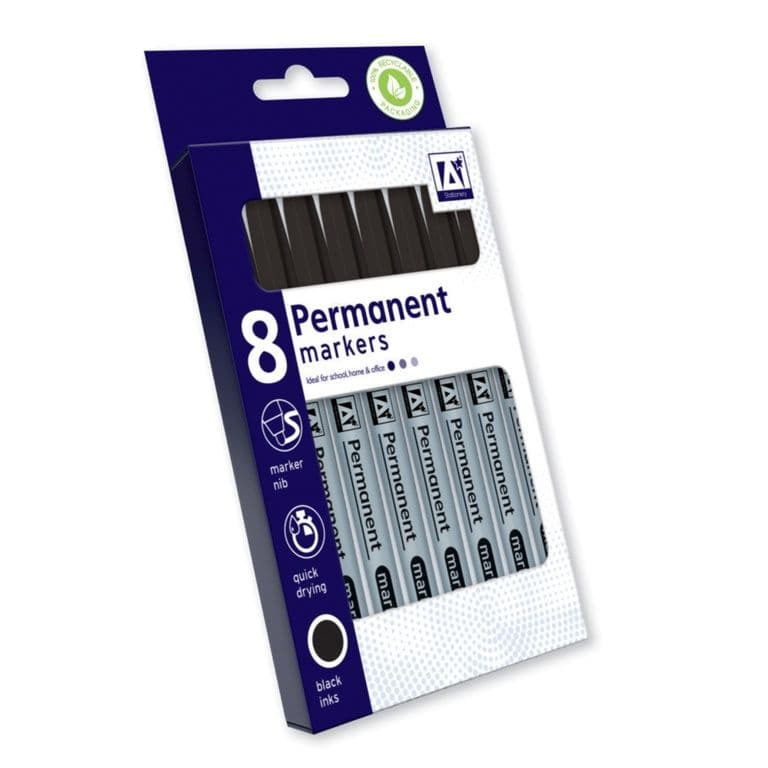 Anker Stat Permanent Markers - Pack 8 Black