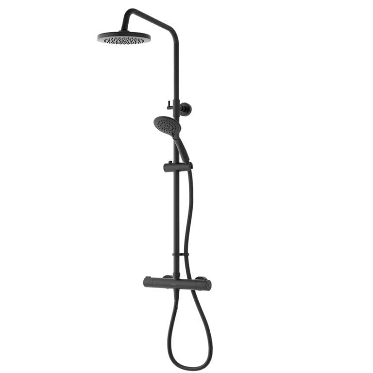 Aqualisa Round Bar Valve Dual Mixer Shower - Matt Black