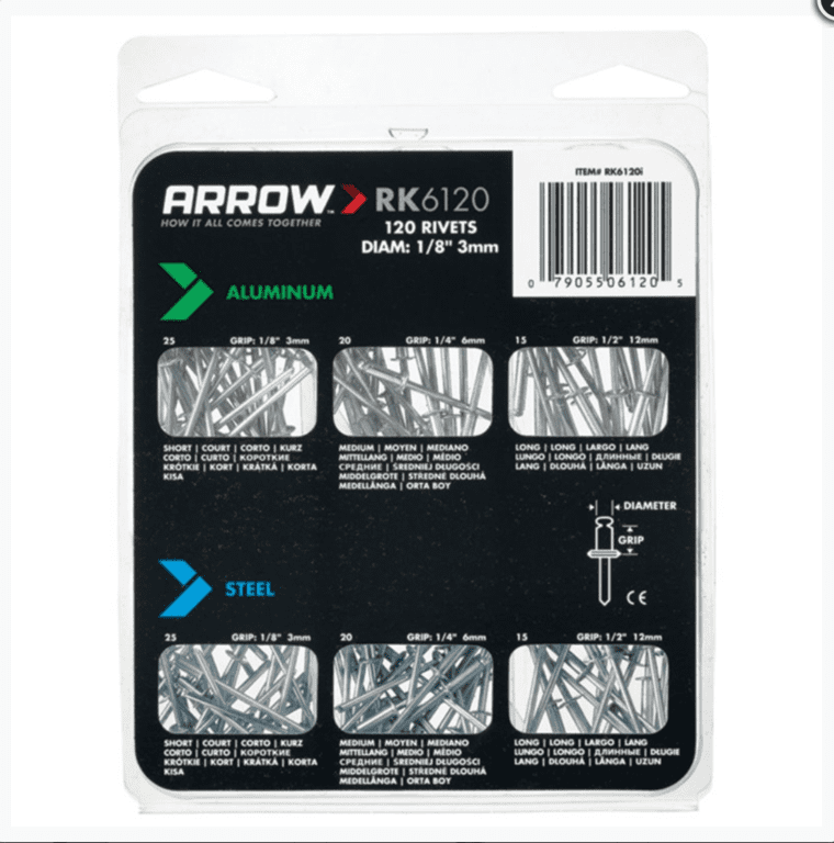 Arrow Assorted Rivets Pack 120 – Status Home Care