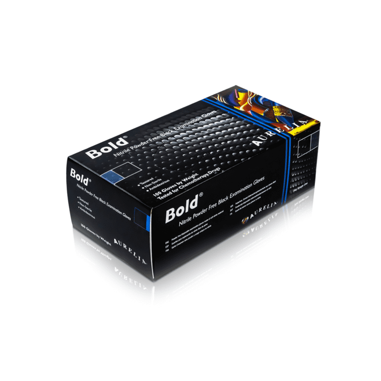 Aurelia Bold Nitrile Powder Free Black Gloves - Medium - Pack 100