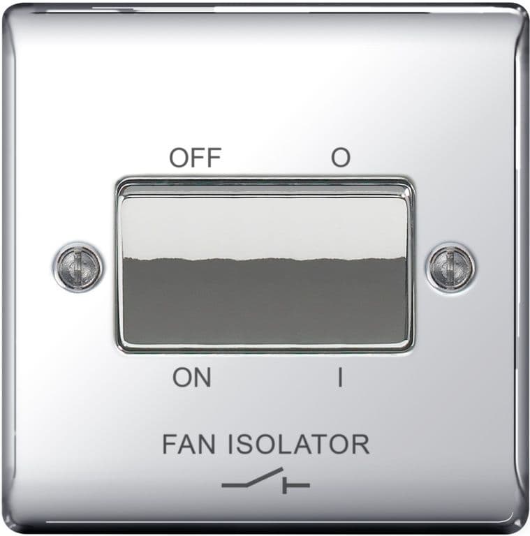 BG 10ax Plate Switch 3 Pole Fan Isolater - Chrome