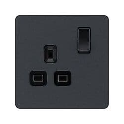BG 13a 1g Plastic Switched Socket - Matt Grey