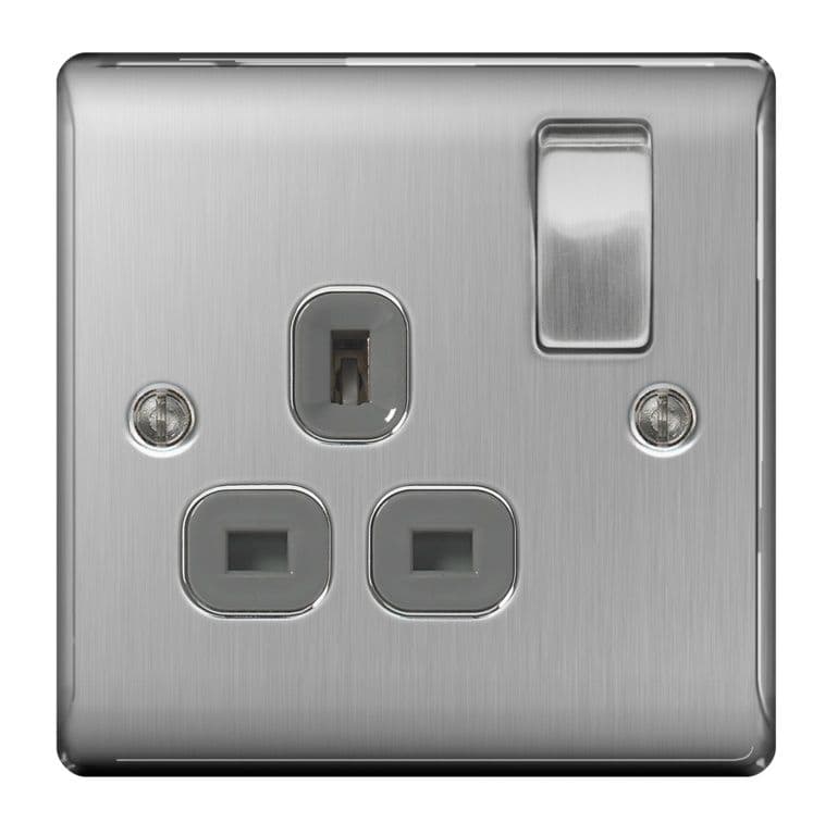 BG Brushed Steel Switched Socket 13a - 1 Gang
