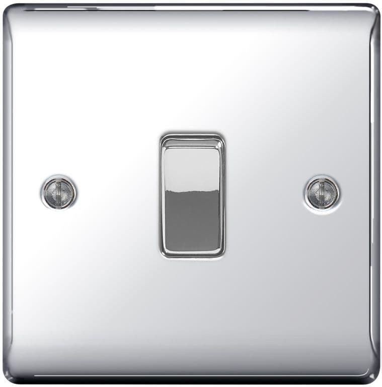 BG Metal Chrome 10ax Plate Switch 2 Way - 1 Gang