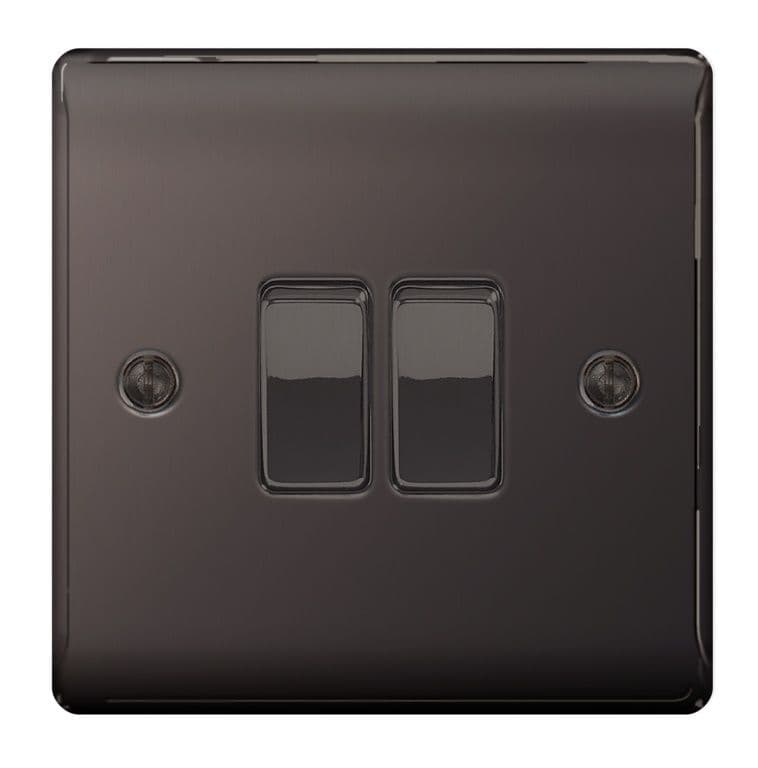 BG Nexus Metal Black Nickel 10ax Plate - 2 Gang
